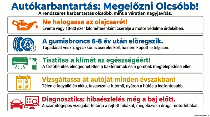 Autókarbantartás - ismeretek infografikán